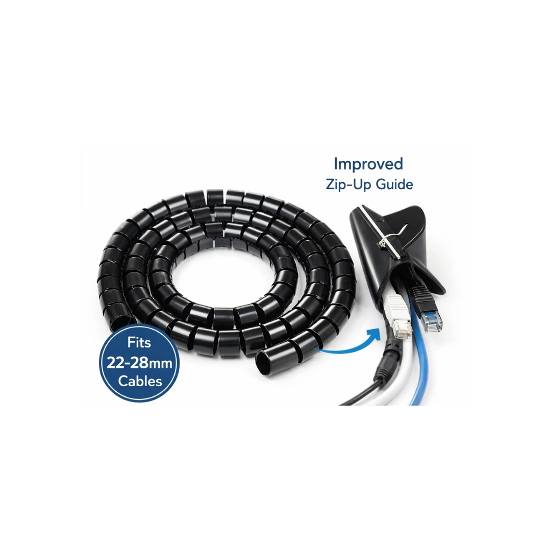 Cable Zipper Cord Organizer 1.5m – Wire Management Sleeve (22–28mm)