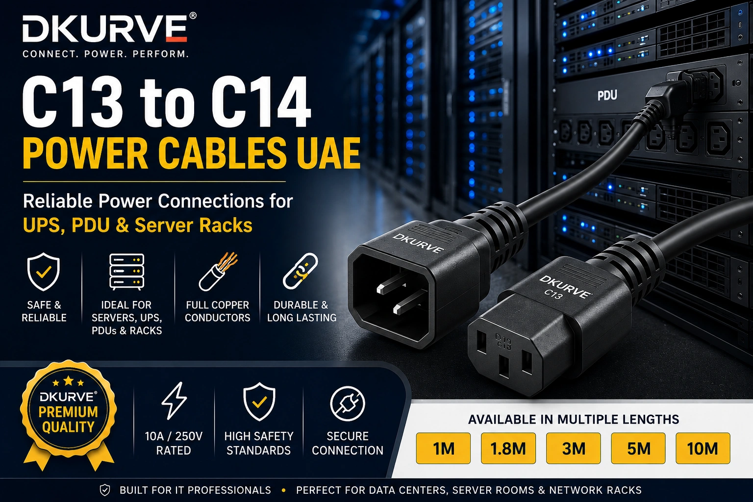 C13 to C14 Power Cable UAE – Complete Guide for UPS, PDU & Server Rack Connections