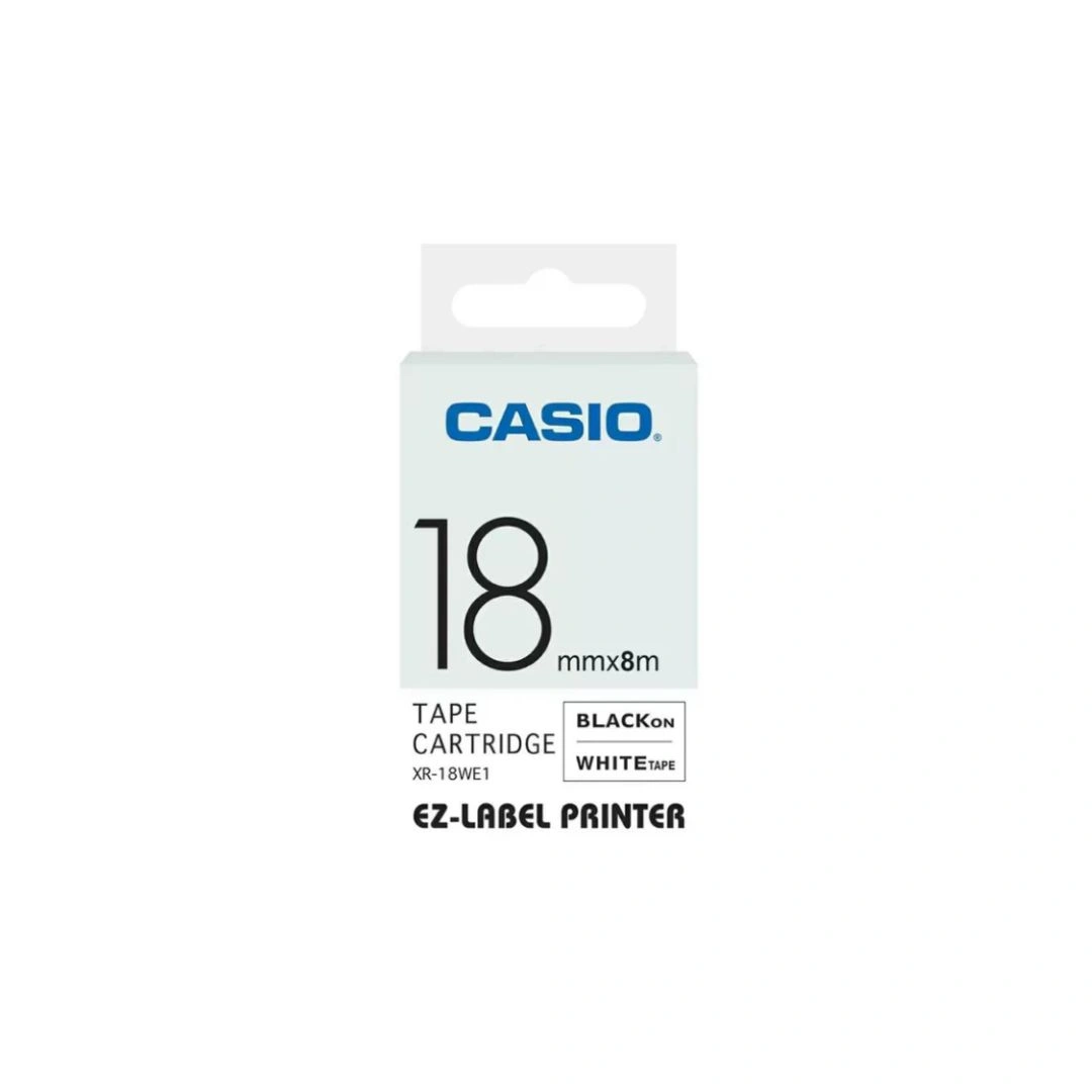 Casio XR-18WE1 18mm Black on White Label Tape for KL-820