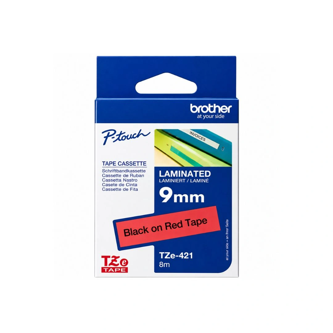 Brother TZe-421 9mm Black on Red Tape