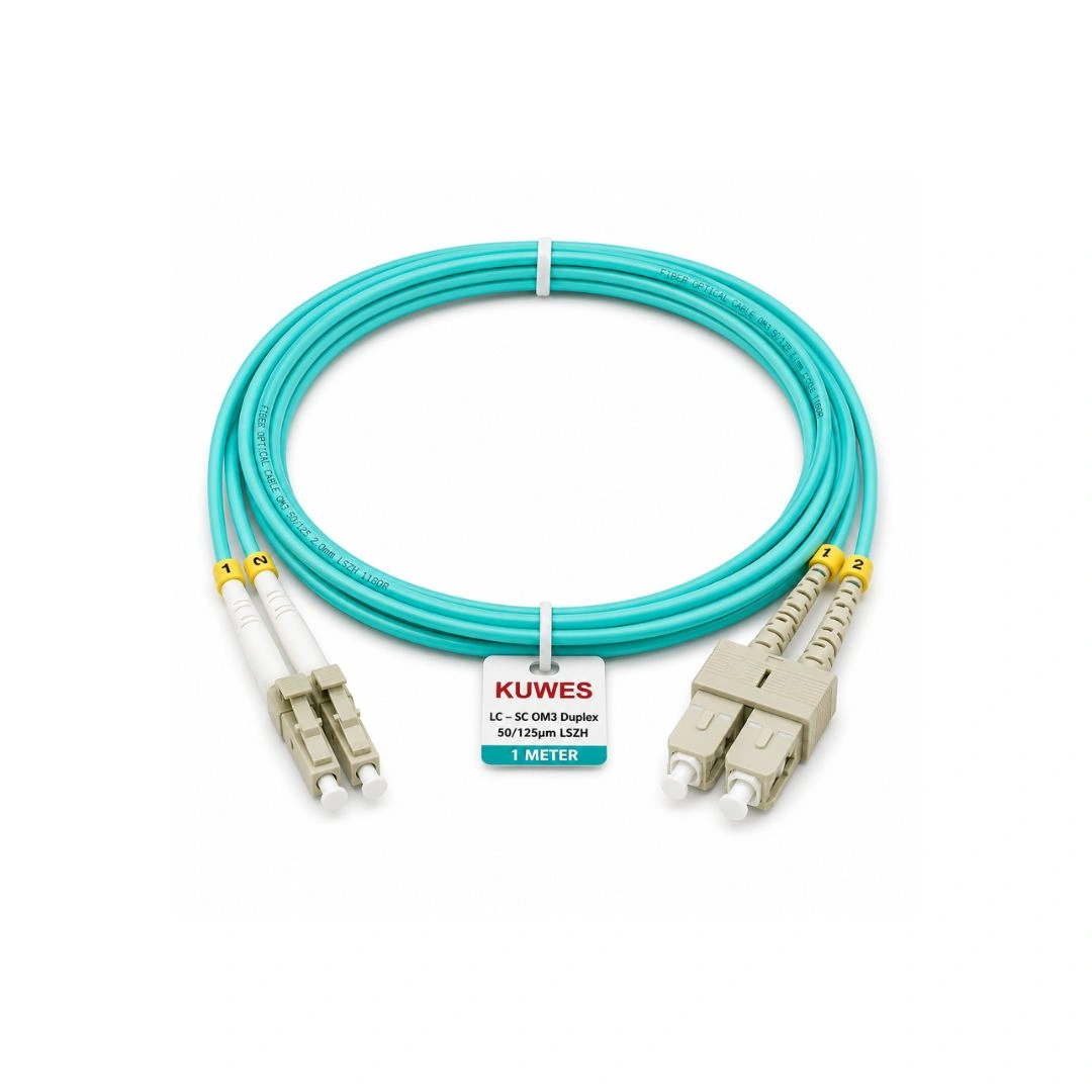 KUWES LC–SC OM3 Duplex Fiber Patch Cord 1M – 50/125µm LSZH