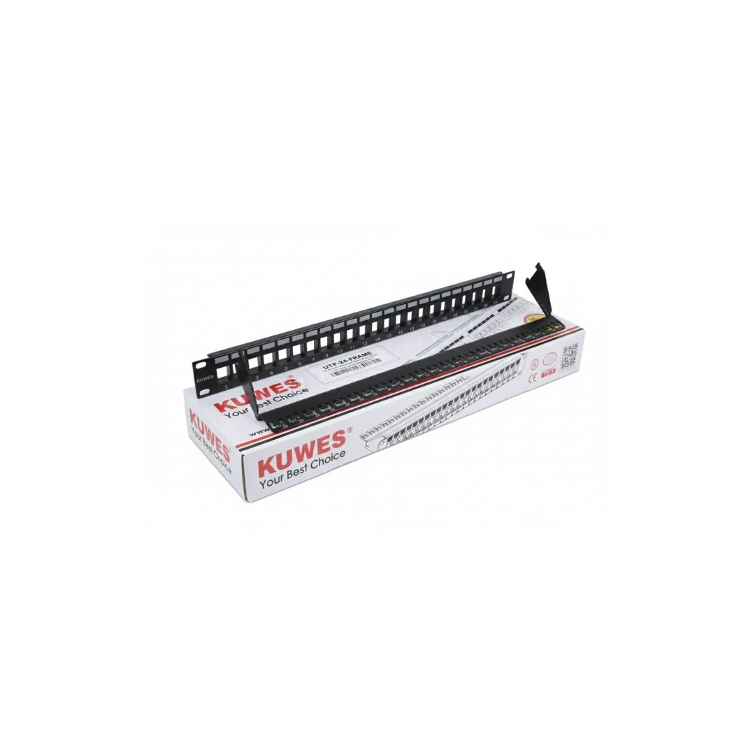 KUWES 24-Port UTP Unloaded Patch Panel – 1U 19″