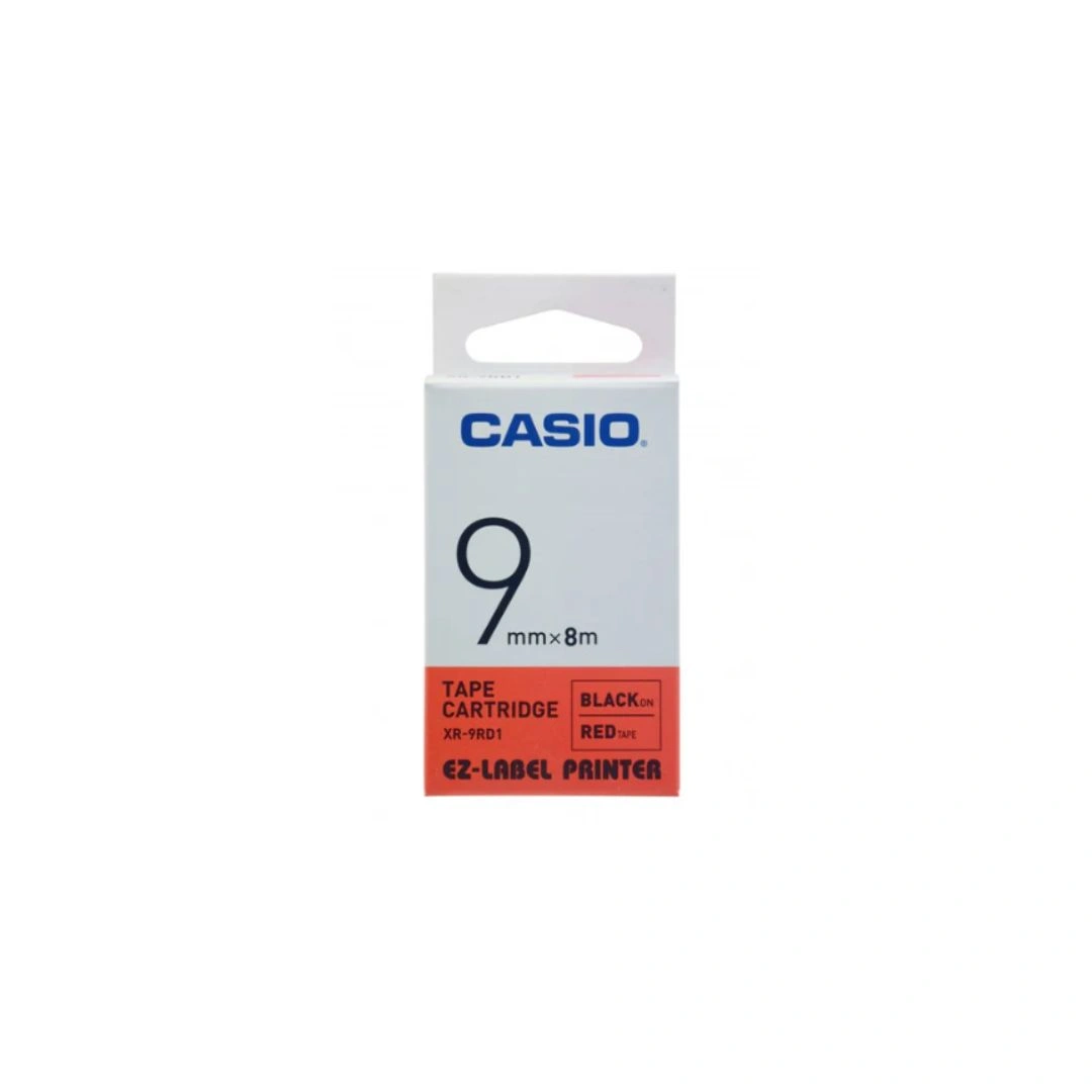 Casio 9mm Black on Red Labeling Tape XR-9RD1 for Casio KL-820 label printer