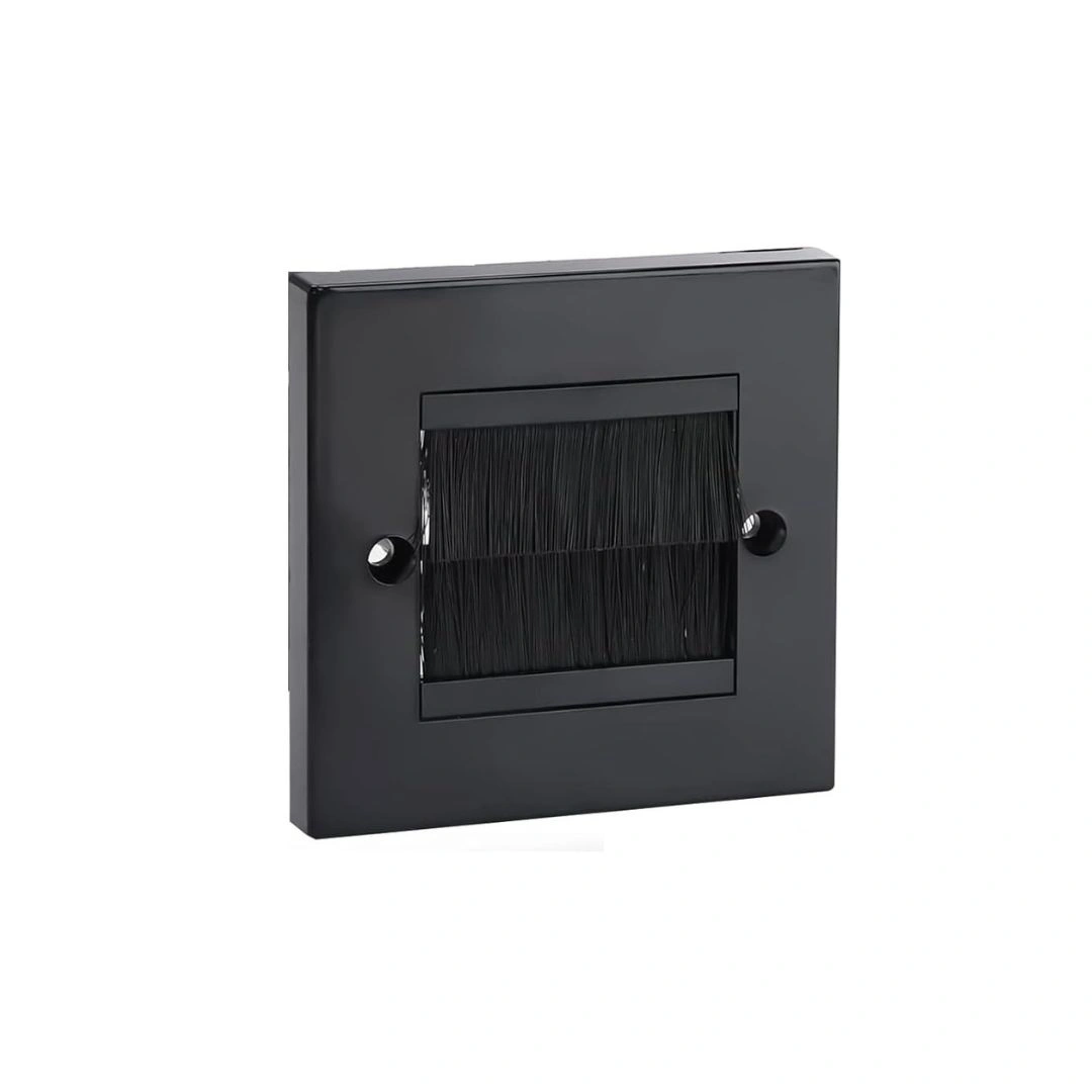 DKURVE Brush Wall Plate Cable Passthrough – Single Gang Black