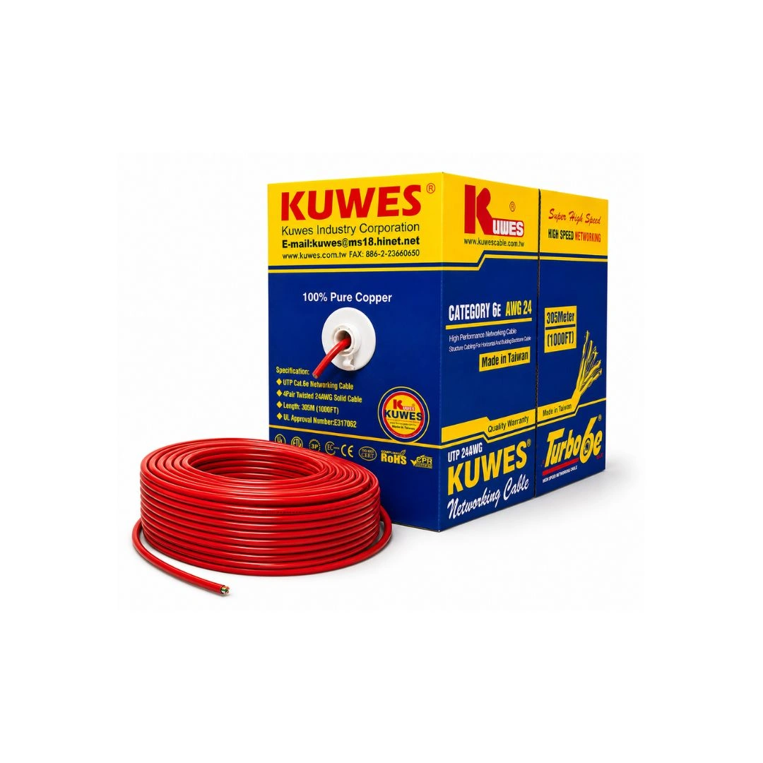 KUWES CAT6 24AWG 305M Red Network Cable
