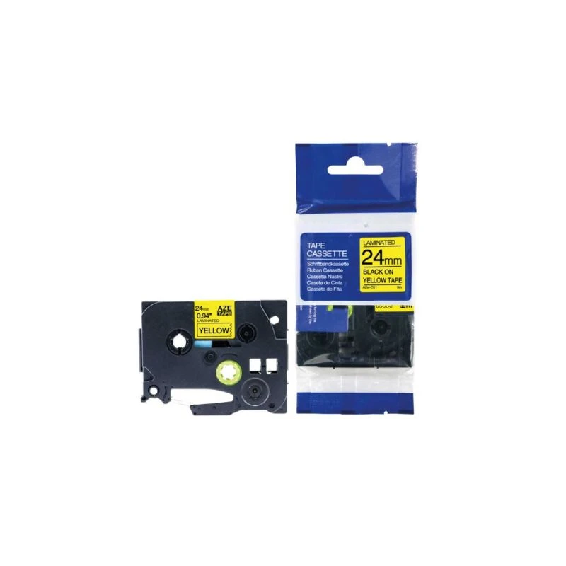 Brother Compatible Label Tape 24mm × 8m – Black on Yellow