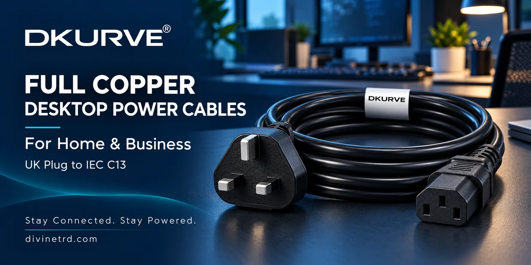 DKURVE Full Copper Desktop Power Cables for Home and Business in UAE