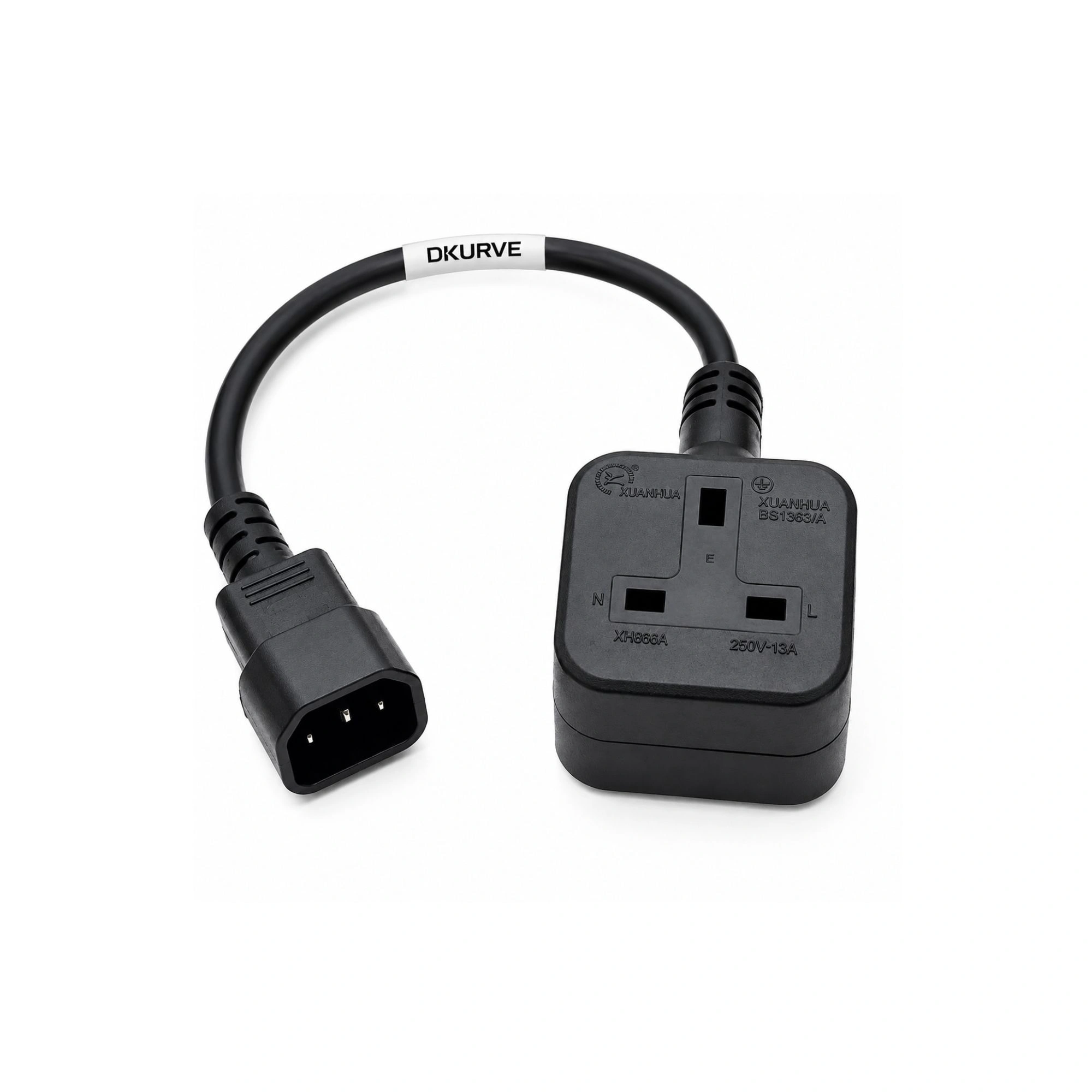 DKURVE C14 to UK Power Cable 30CM Bulk Pack of 40