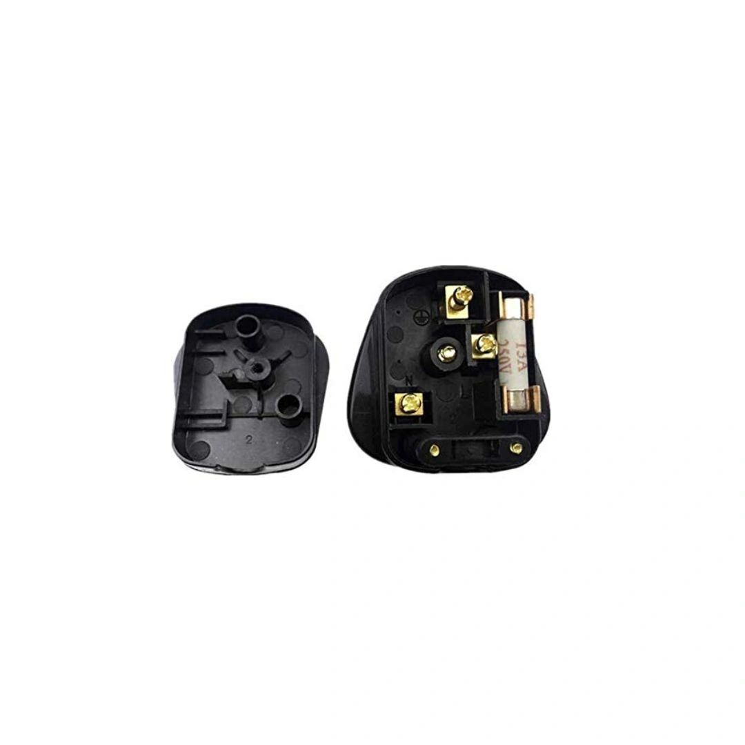 DKURVE UK 13A Fused Plug with Cord Grip – Black (2 Pack)