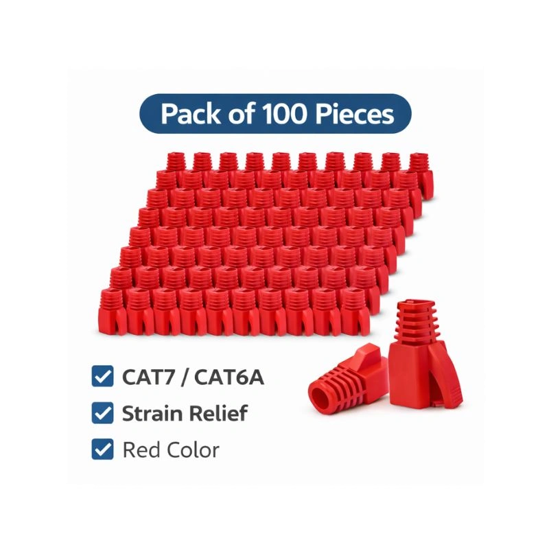 DKURVE® CAT7 / CAT6A RJ45 Boots Red – Pack of 100