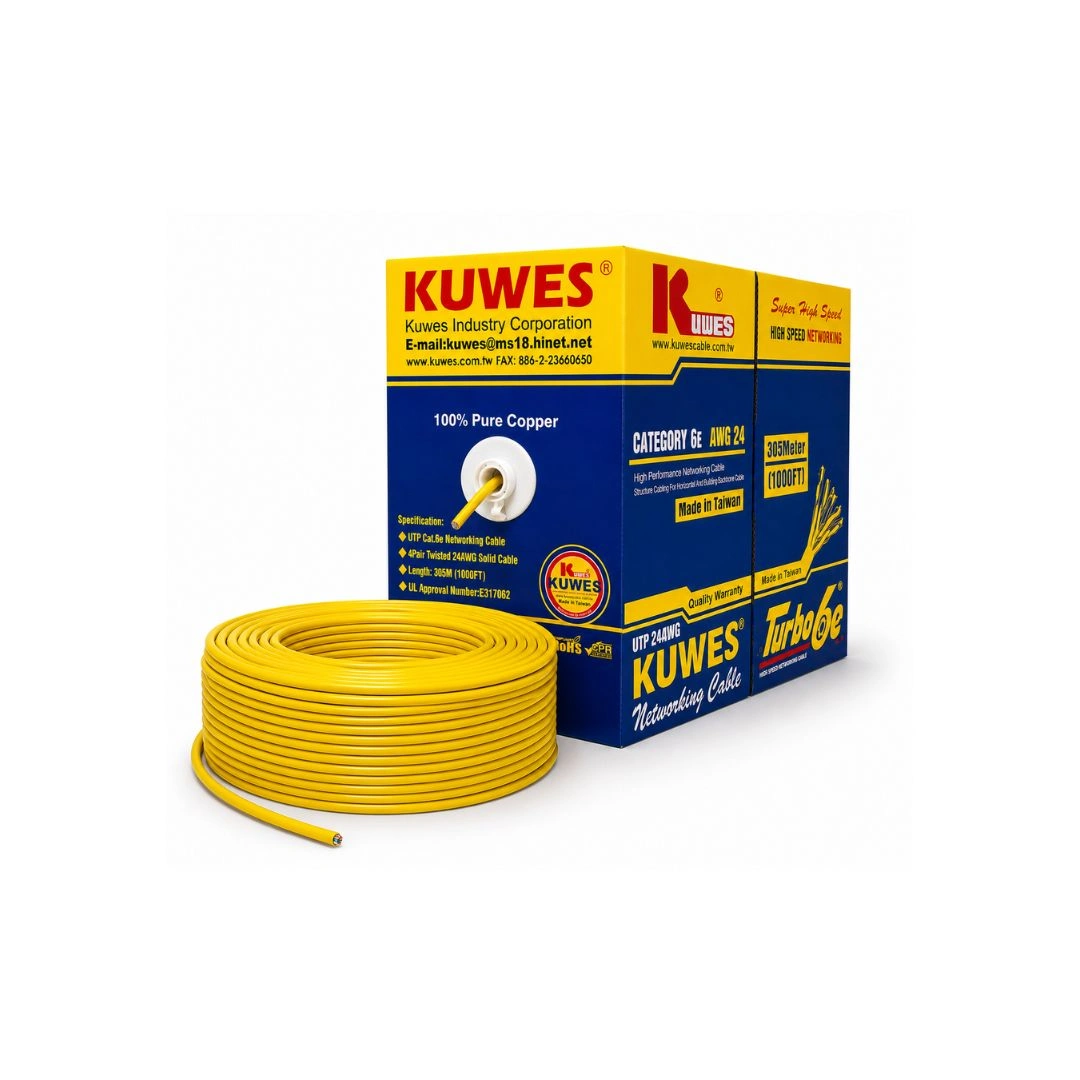 KUWES CAT6 24AWG 305M Yellow Network Cable
