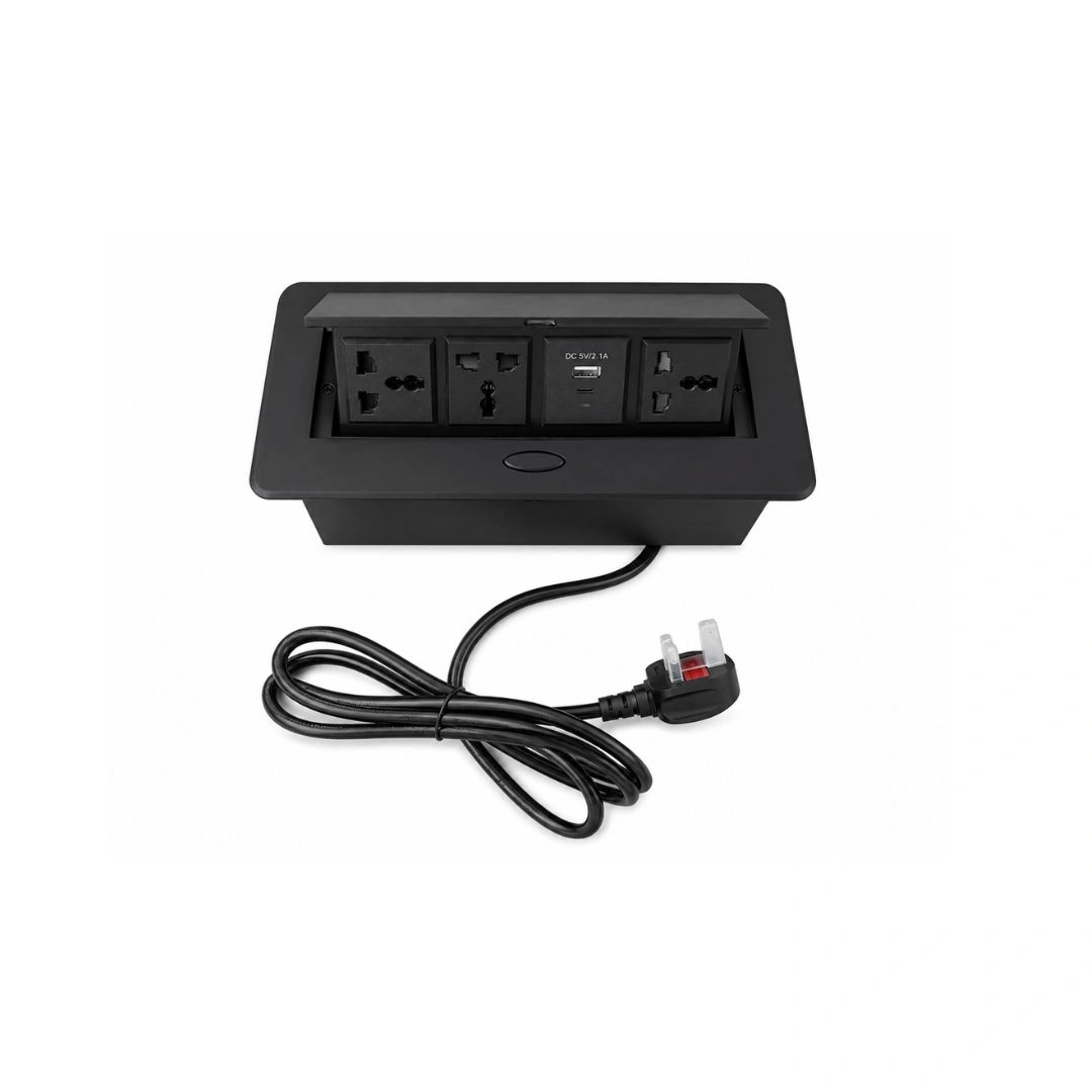 DKURVE Pop Up Desktop Power Socket 3 Power + USB + USB-C - Black