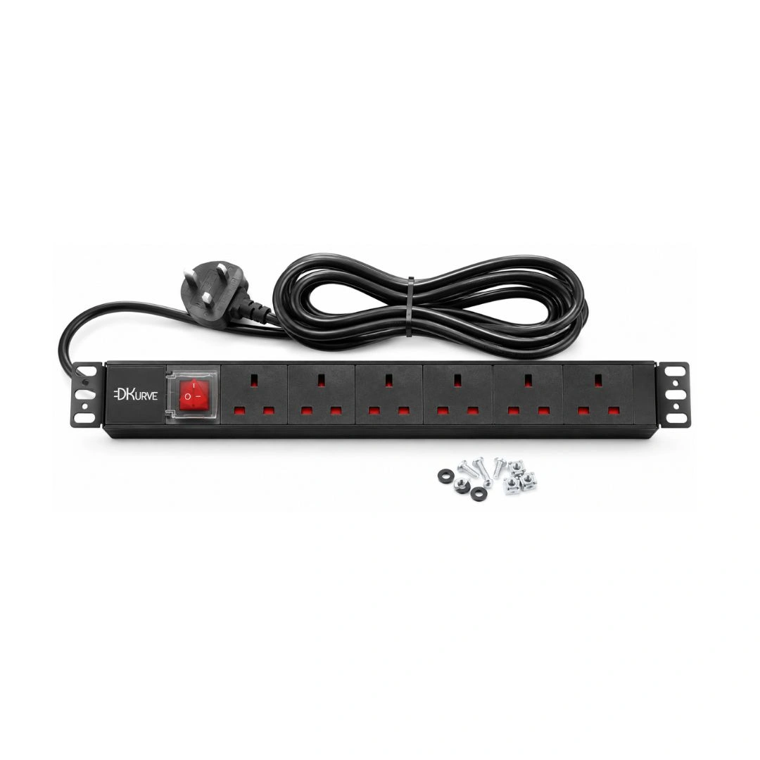 6-Way UK PDU with 5 Meter Cable – 19" 1U Rack Mount | DKURVE®