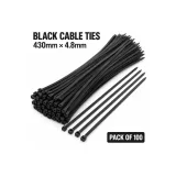 Cable Tie Black 430mm x 4.8mm – Pack of 100 | Nylon Self-Locking Zip Ties