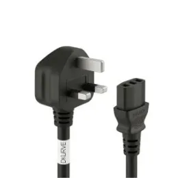 DKURVE® Desktop Power Cable Kettle Lead – UK Plug to C13 | 250V 13A Heavy-Duty Cord (1.8m / 3m / 5m / 10m)