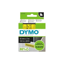 Original DYMO D1 12mm x 7m Label Tape Black on Yellow – Genuine DYMO Cassette