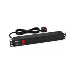 DKURVE® 6-Way UK Socket Rack PDU 19" 1U Horizontal Power Distribution Unit with UK Plug | Server Rack Power Strip | Full Copper | UAE, GCC & Africa