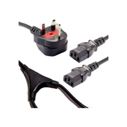 DKURVE® UK Plug to Dual IEC C13 Power Splitter Cable – 13A Heavy-Duty Desktop Power Cord – 2.5m
