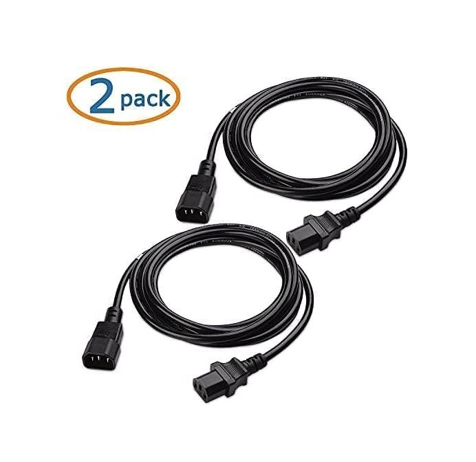 DKURVE® C13 to C14 2-Pack Computer to PDU Power Extension Cord 18awg, Power Extension Cable (IEC C14 to IEC C13 PDU Power Cord) Computer to PDU 10 Amp Power (1.8M) DIVINE PLUS TRADING LLC