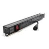 1U 6 Way UK 13A Mains Sockets to IEC C14 Plug Horizontal PDU