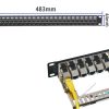 1U Cabinet Patch Panel With 24 Ports Pass-through Shield CAT6 RJ45 Network Keystone Coupler LAN Cable Adapter Ethernet Frame
