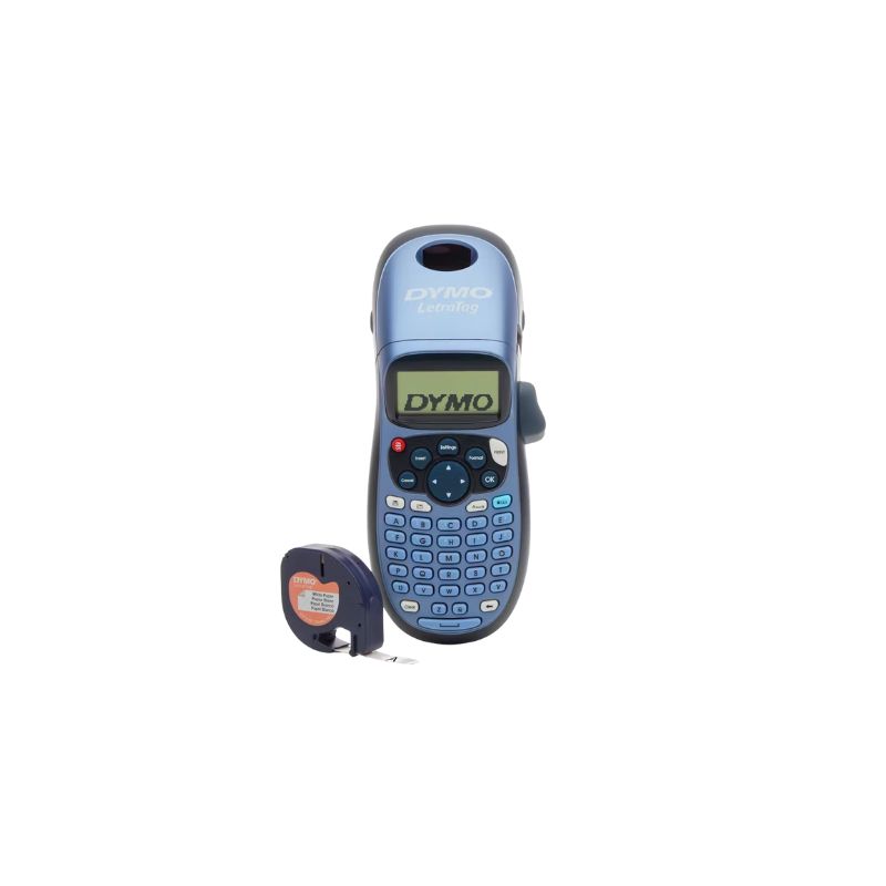 DYMO LetraTag LT-100H handheld label maker with 12mm x 4m white tape – portable label printer for home and office use