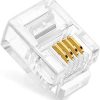 DKURVE® Rj-11 6P4C Modular Telephone Phone Crystal Plug Connector 100Pcs