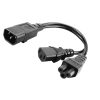 C14 to C5+C13 Y Splitter Power Plug Cord,Single C14 Male to C13+C5 Female Splitter Adapter Cable Cord dkurve