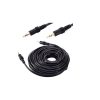 3.5mm male-to-male stereo audio cable transmits audio in stereo format