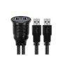 2 Ports Dual USB 3.0 Male to USB 3.0 Female AUX Flush Mount Car Mount Extension Cable for Car Truck Boat Motorcycle Dashboard Panel -(3 Feet)