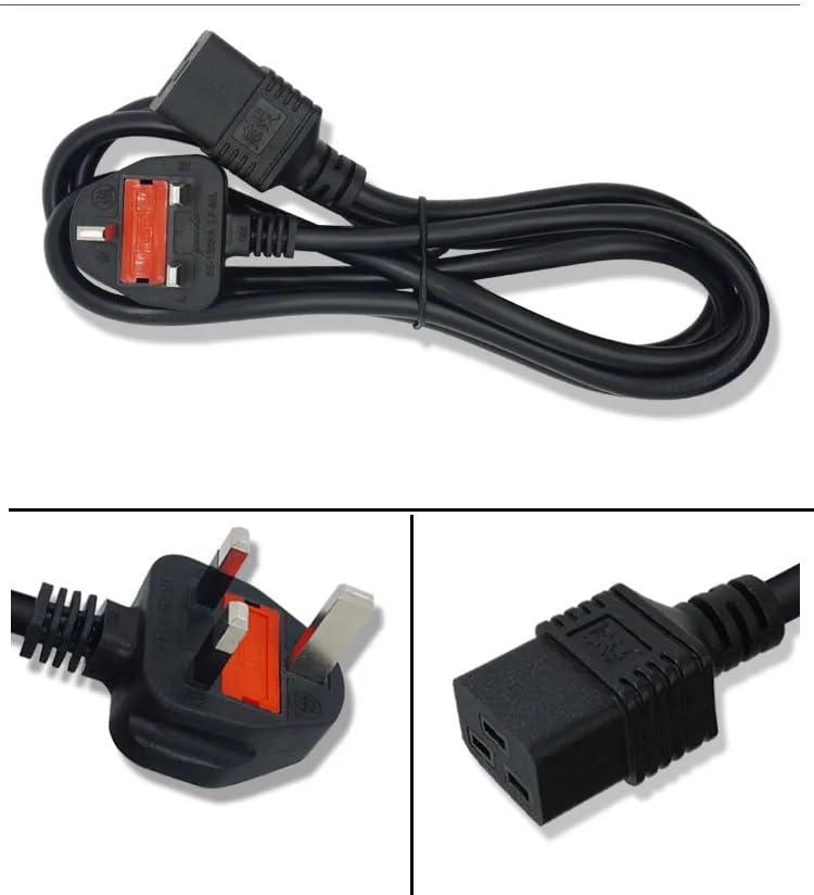 DKURVE C19 POWER CABLE 3PIN 2.5MM -5M 5m UK 3 Pin Plug to IEC C19 Power Cable. Black DIVINE PLUS TRADING LLC