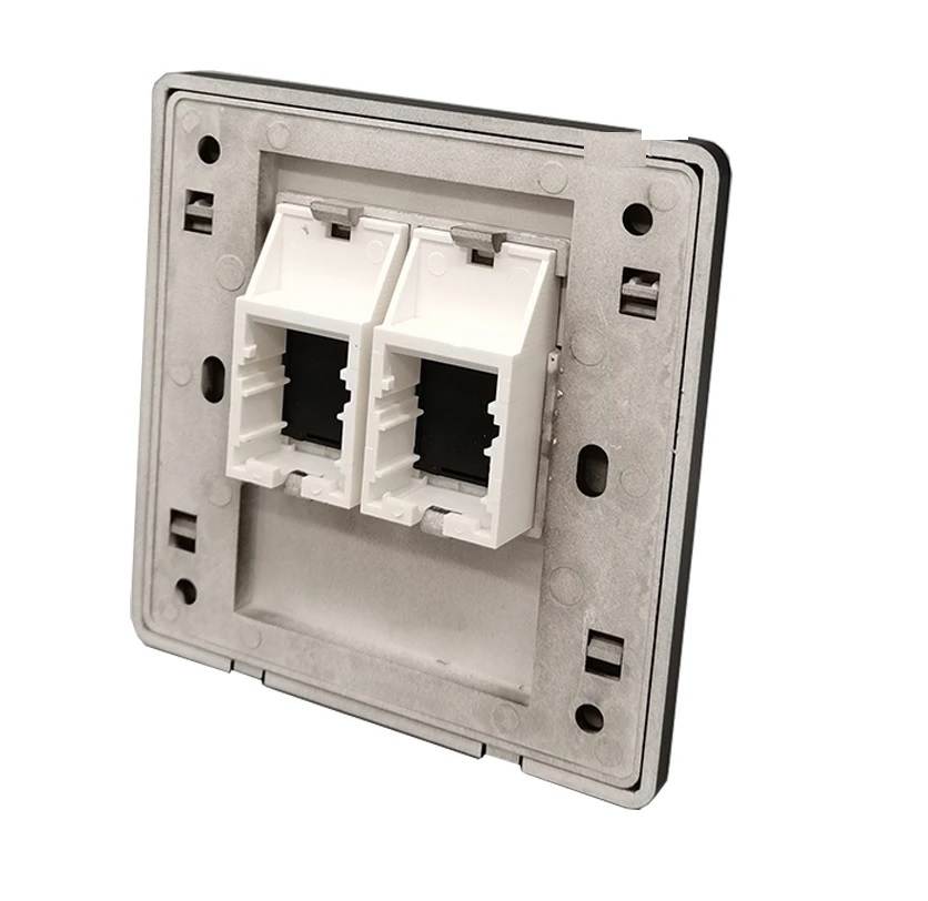 Black Color Empty Wall Frame Faceplate Insert For 1 Gang 2 Ports 4 Keystone Jack Module Face Panel Outlet In Dark Paint