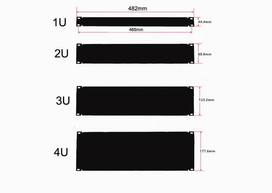 DKURVE 19" Steel Plain/Solid Rack Blanking Panel/Plate - 1/2/3/4U (Black Powder Coated) / Easy Installation / Server Rack Accessory