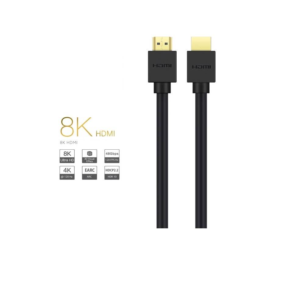 HDMI Cable Male to Male 2.1 (8K 60Hz / 4K 120Hz / 10K) - Dynamic HDR - High-Speed 48Gbps - 2M/3M Lengths