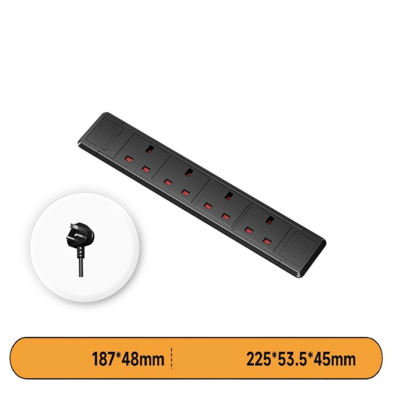 Desktop Box Conference Table 4 UK Power Sockets (13 AMP, 250V) - Convenient Power Solution for Meetings (1.8M Cable, 3250W Max)2 DIVINE PLUS TRADING LLC DKURVE
